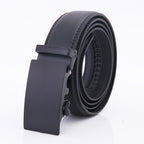 Men's Business Leather Belt – Automatic Buckle | Frosted Finish & Car Stitch | 120cm & 130cm | Black | Hooriva