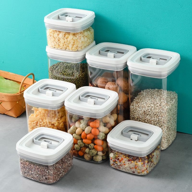 Stackable Airtight Pantry Canister – Clear Square Food Storage Container with Flip-Lock Lid (550ml / 1300ml / 2000ml)