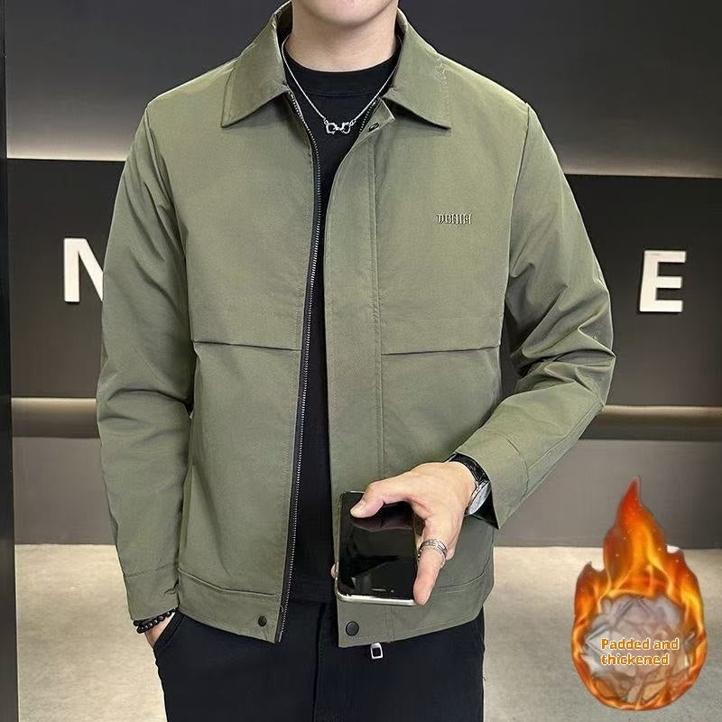 Men's Minimalist Lapel Workwear Jacket | Loose Fit, Cotton Blend, Acetate Lined | HOORIVA