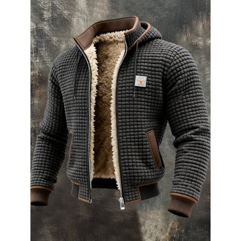 Men's Fleece-Lined Thick Hooded Jacket – Air Layer Polyester | Loose Fit | 8 Colours | S–5XL | Hooriva