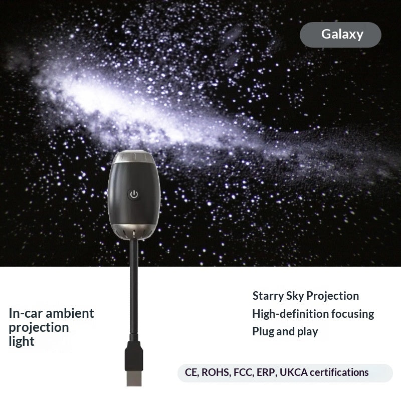 مصباح جو سقف السيارة | مصباح جو داخلي للسيارة USB بتصميم مجرة ودرب التبانة | HOORIVA