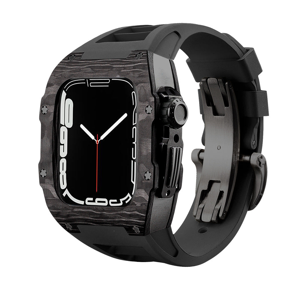 Carbon Fibre Apple Watch Strap | Fluoroelastomer Band with Stainless Steel Clasp | HOORIVA
