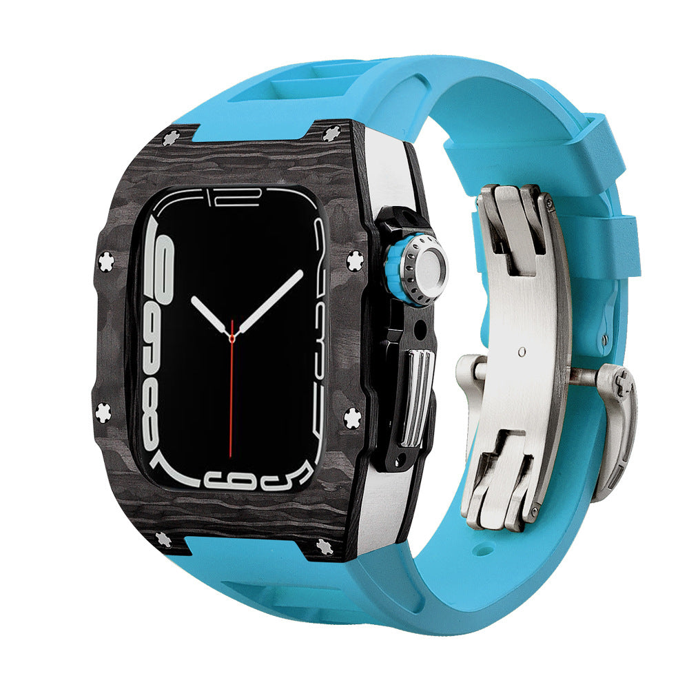 Carbon Fibre Apple Watch Strap | Fluoroelastomer Band with Stainless Steel Clasp | HOORIVA