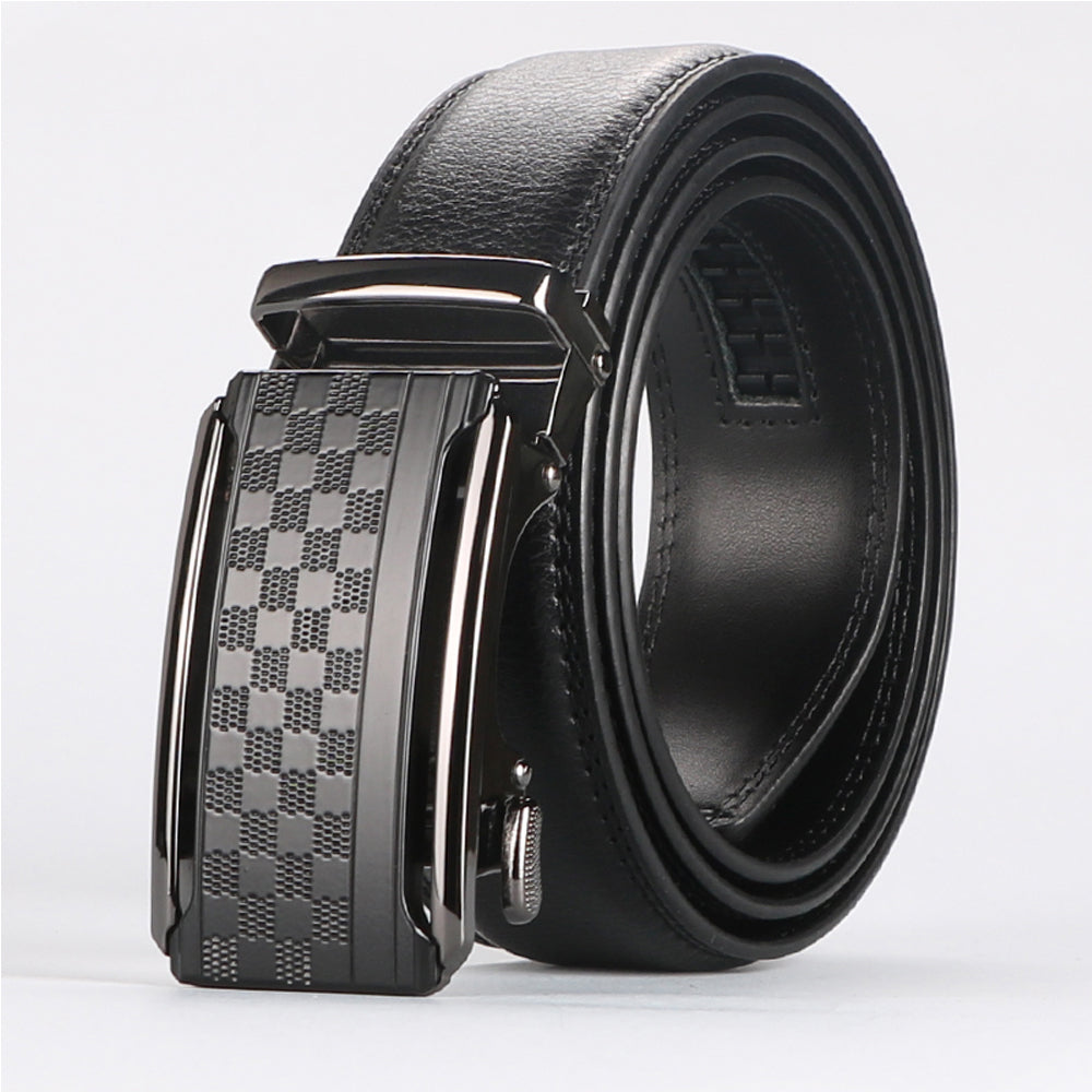 Men's Full Grain Leather Belt – Anti-Scratch Ratchet Buckle | Black & Brown | 110–130cm | Formal & Casual | Hooriva