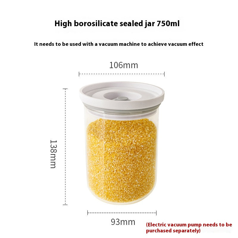 Vacuum Seal Food Storage Canister – Borosilicate Glass & PET Stackable Jars with Electric Pump (450ml–2500ml)
