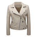 Women's Faux Leather Zip Jacket – Elegant Slim-Fit Business Biker Coat in 4 Colours