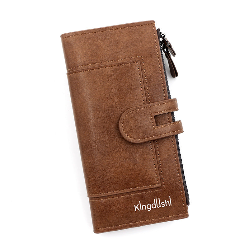 Women's PU Leather Multifunctional Wallet Purse – 9 Card Slots, Photo Window & Dual Zipper Coin Pockets
