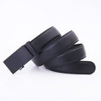 Men's Business Leather Belt – Automatic Buckle | Frosted Finish & Car Stitch | 120cm & 130cm | Black | Hooriva