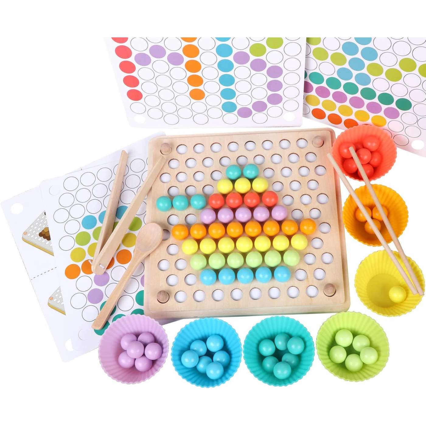 Wooden Peg Board Montessori Toy – Colour Sorting & Matching Game for Toddlers