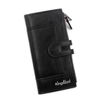 Women's PU Leather Multifunctional Wallet Purse – 9 Card Slots, Photo Window & Dual Zipper Coin Pockets
