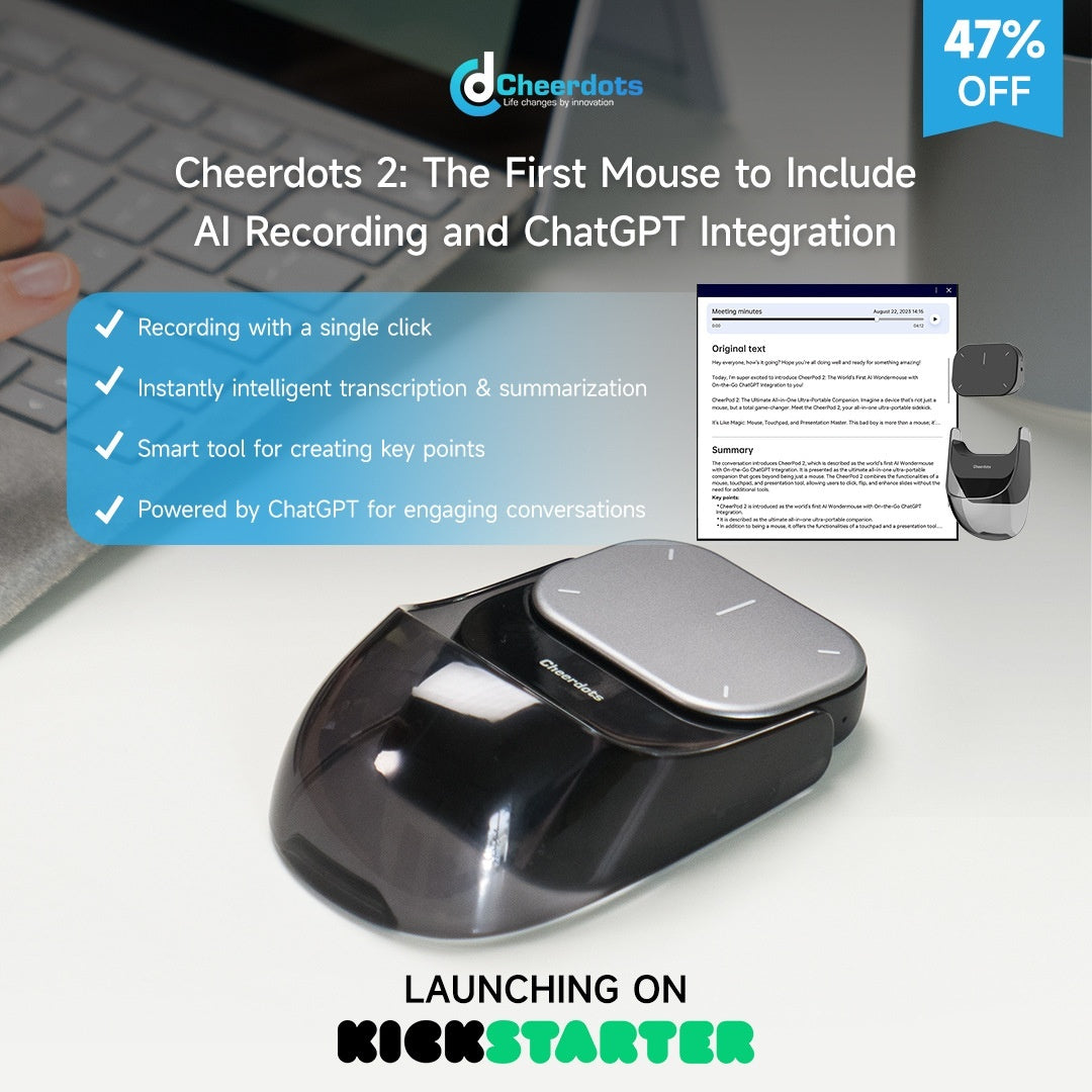 Smart Split Air Mouse with Wireless Charging | Laser Pointer, AI Voice, USB-C | HOORIVA