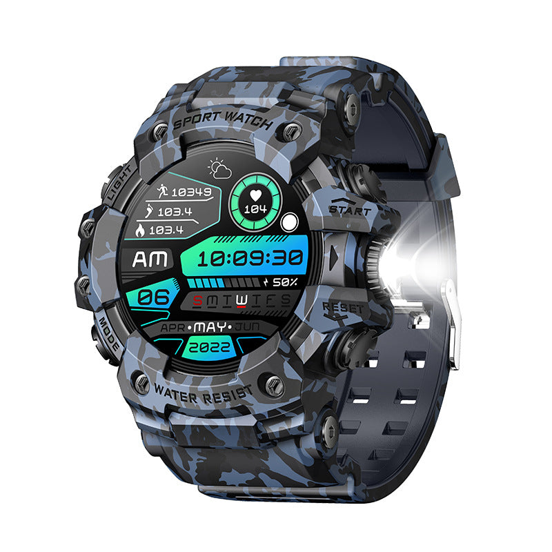 Outdoor Sport Smart Watch – IP68 Waterproof | Heart Rate Monitor & Camouflage Design