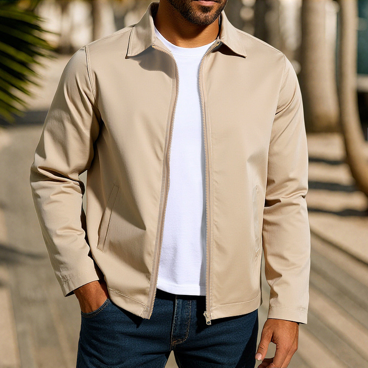 Men's Zipper Raglan Sleeve Cardigan Jacket – Polyester Blend | 4 Colours | S–XXXL | Hooriva