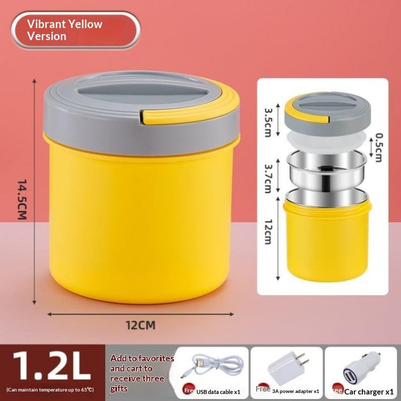 USB Electric Heated Lunch Box – Portable Constant Temperature Bento Box for Car & Travel (0.7L / 1.2L)