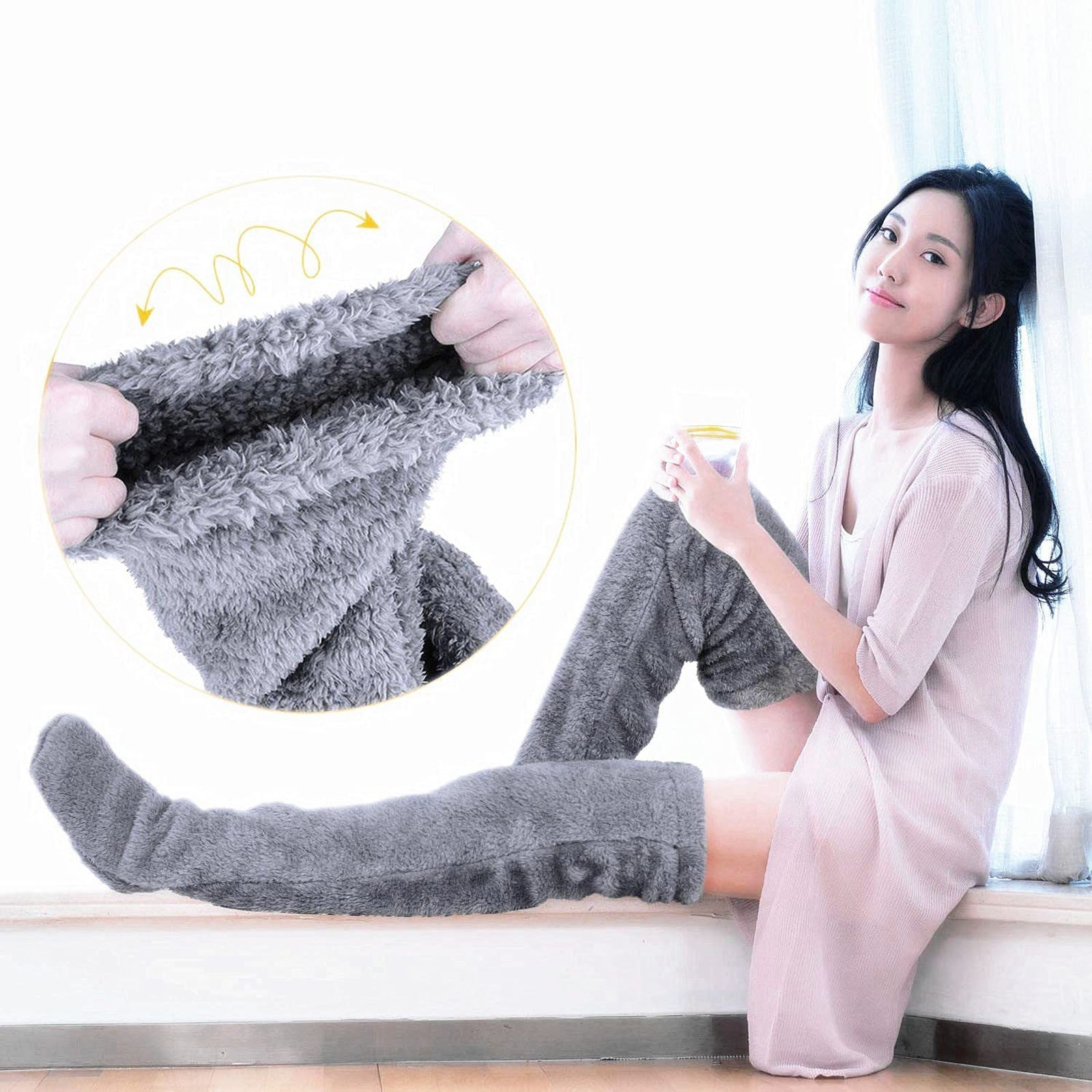 Women's Anti-Slip High-Tube Sleeping Socks | Leg Warmer, One Size, 4 Colours | HOORIVA
