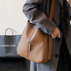 PU Leather Women's Bucket Crossbody Bag — Soft, Street Trend, Black, Brown & Khaki