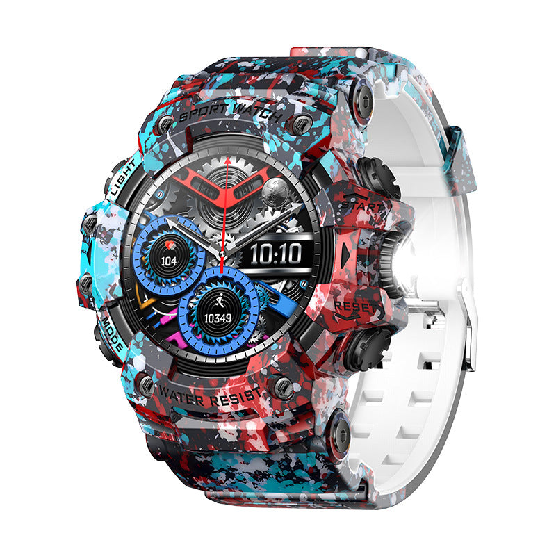 Outdoor Sport Smart Watch – IP68 Waterproof | Heart Rate Monitor & Camouflage Design