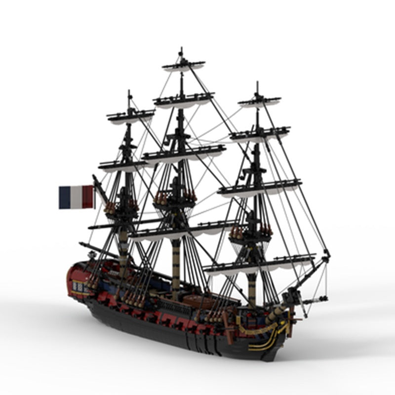 French Frigate 28-Gun Warship Building Block Model | Advanced Assembly Toy for Ages 15+