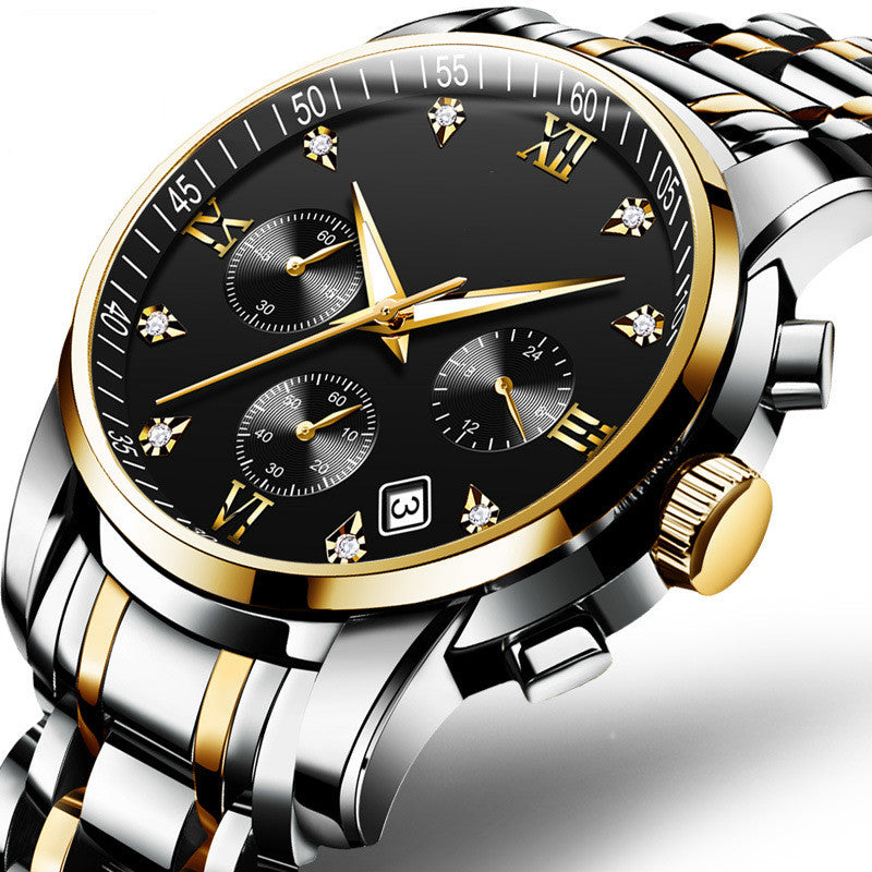 Men's Sports Quartz Watch – Stainless Steel Bracelet, 30m Waterproof, 11mm | Hooriva