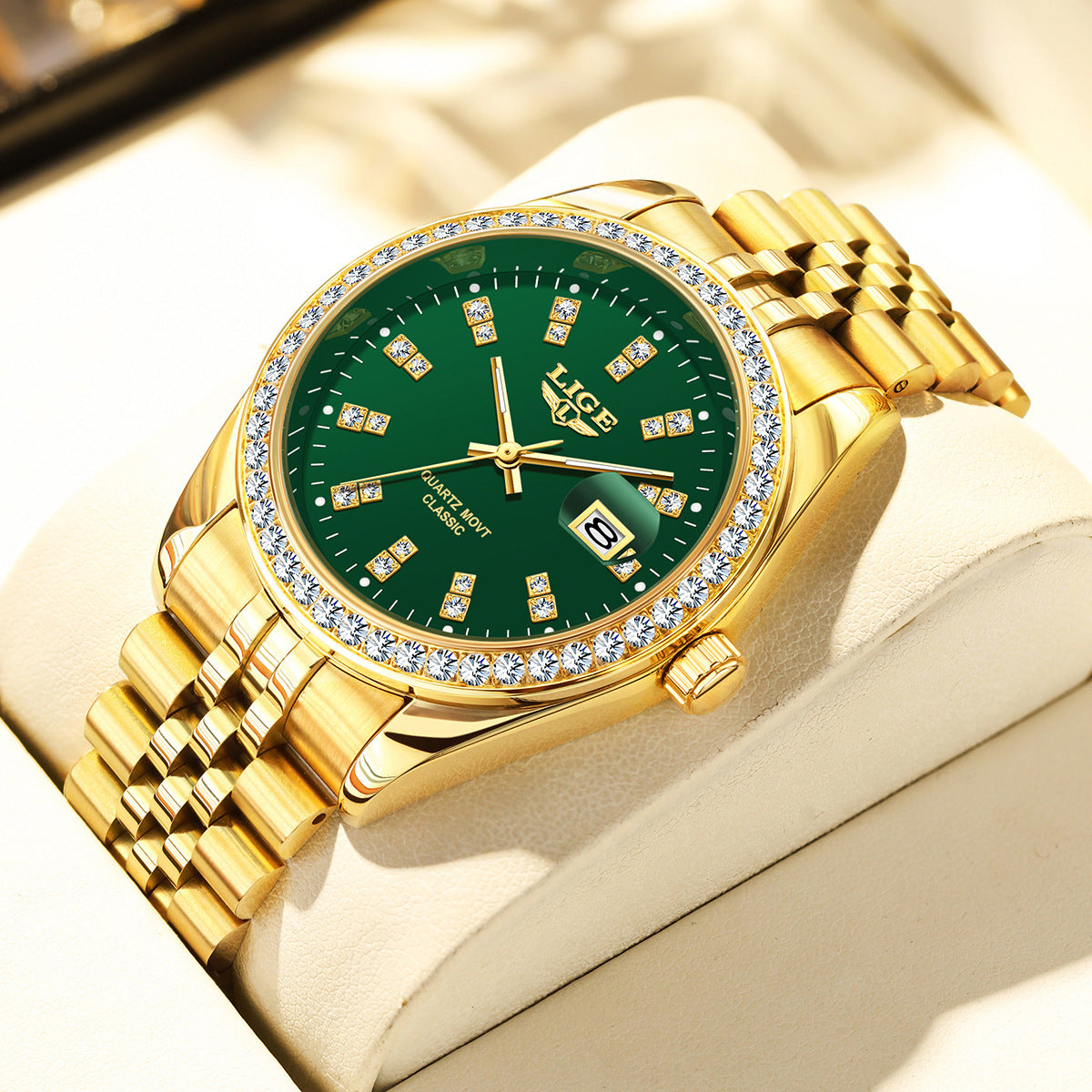 Men's Fashion Quartz Watch | Large Dial, Gold Tone, 13mm Slim Case | HOORIVA