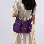 Women's Waterproof Nylon Crossbody Bag – Retro Messenger Shoulder Bag with Multi-Pockets