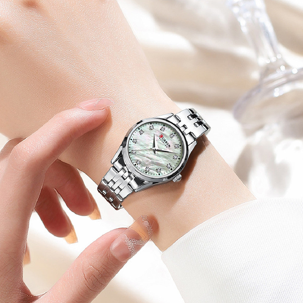 Women's Rhinestone Ultra-Thin Shell Face Watch | Casual Elegant Wristwatch in 6 Pastel Colourways