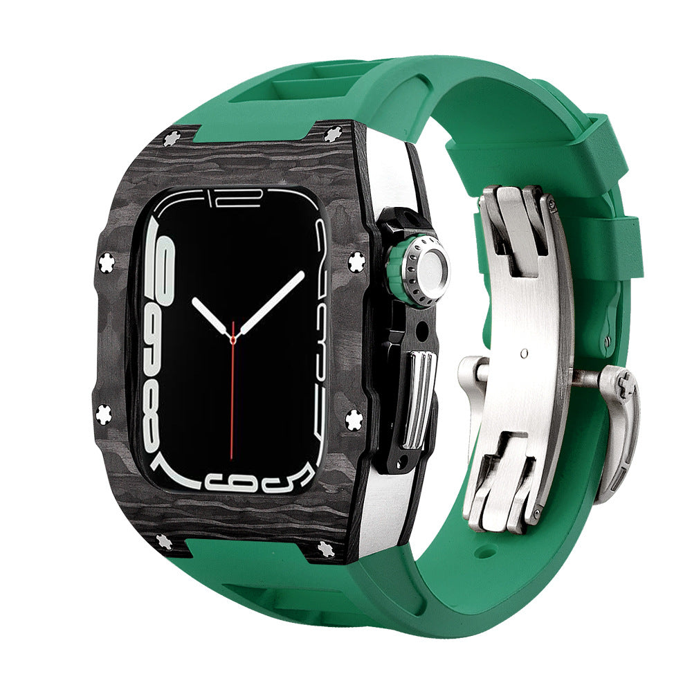 Carbon Fibre Apple Watch Strap | Fluoroelastomer Band with Stainless Steel Clasp | HOORIVA