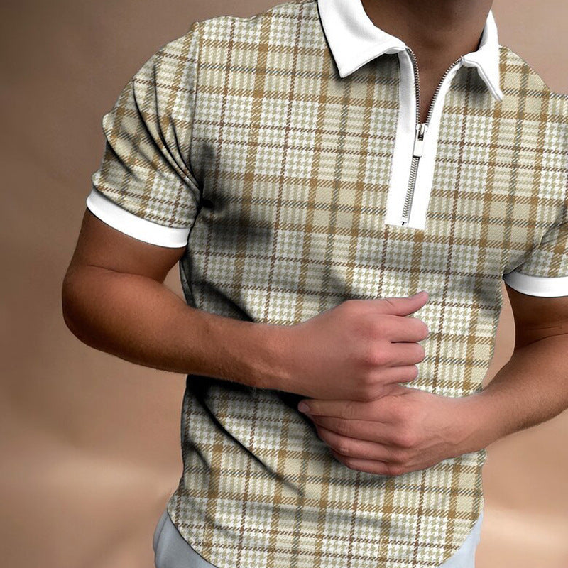 قميص بولو مقلم للرجال - بلوزة صيفية بأكمام قصيرة وفضفاضة