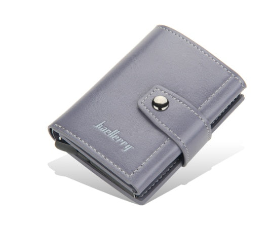 Baellerry Men's PU Leather Magnetic Buckle Money Clip Wallet – Card Slots, Photo & Cheque Slot