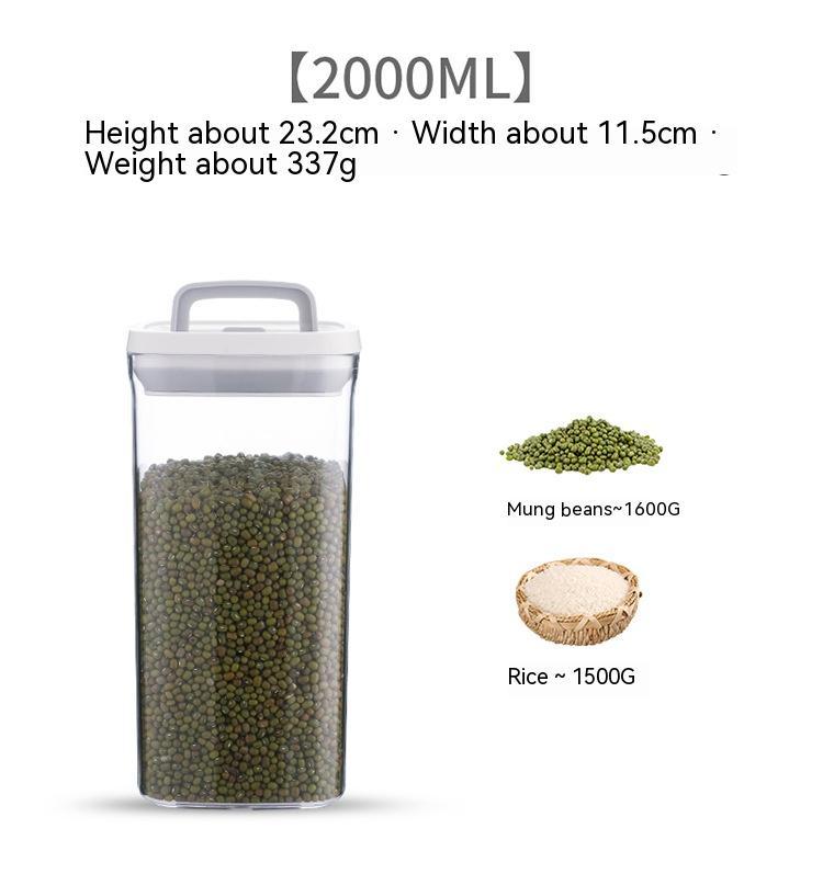 Stackable Airtight Pantry Canister – Clear Square Food Storage Container with Flip-Lock Lid (550ml / 1300ml / 2000ml)