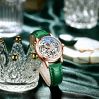 Chenxi Diamond Skeleton Automatic Watch – Rose Gold Case, Genuine Leather Strap | 5 Colours