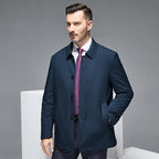 Men's Business Casual Jacket | Polyester Blazer, Sizes 170–195, Cyan & Navy Blue | HOORIVA