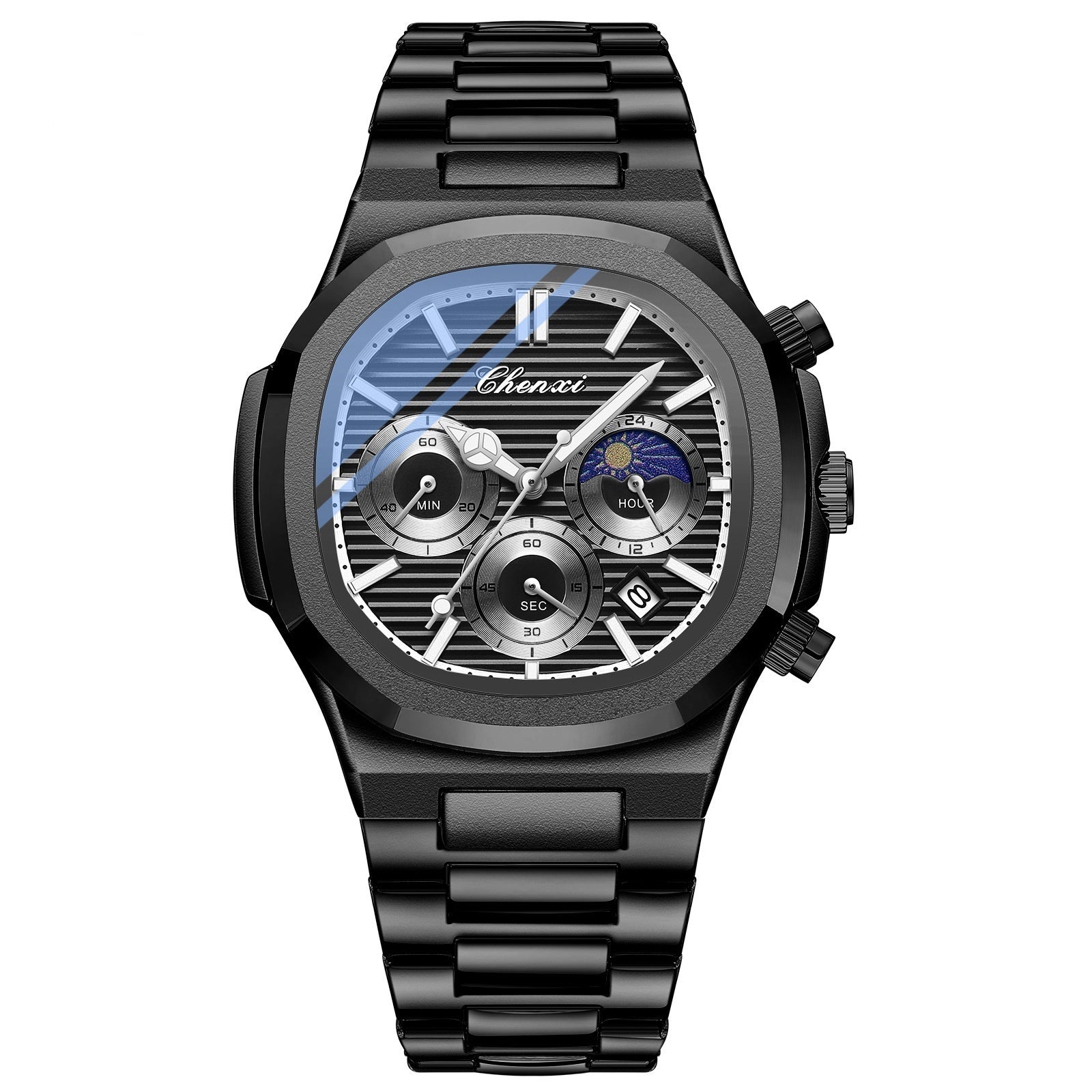 Men's Chronograph Quartz Watch | Luminous, Calendar, 40mm, Stainless Steel