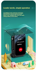 Elderly 4G GPS Smart Watch – Anti-Lost Positioning, Heart Rate & Step Counter | Black & Red