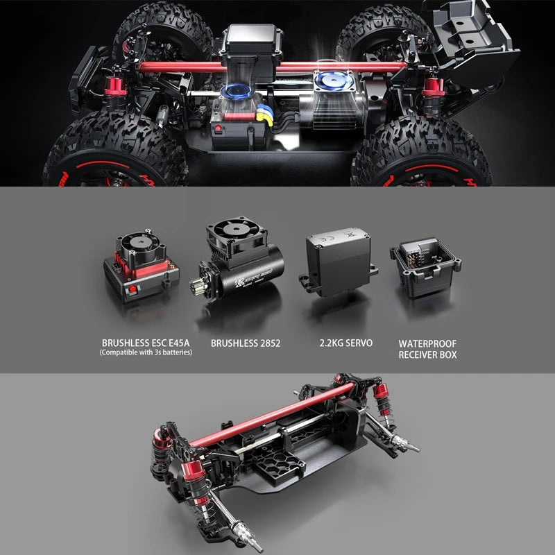 Brushless RC Drift Car 55km/h – 4WD High-Speed Remote Control Truck with Double Shell