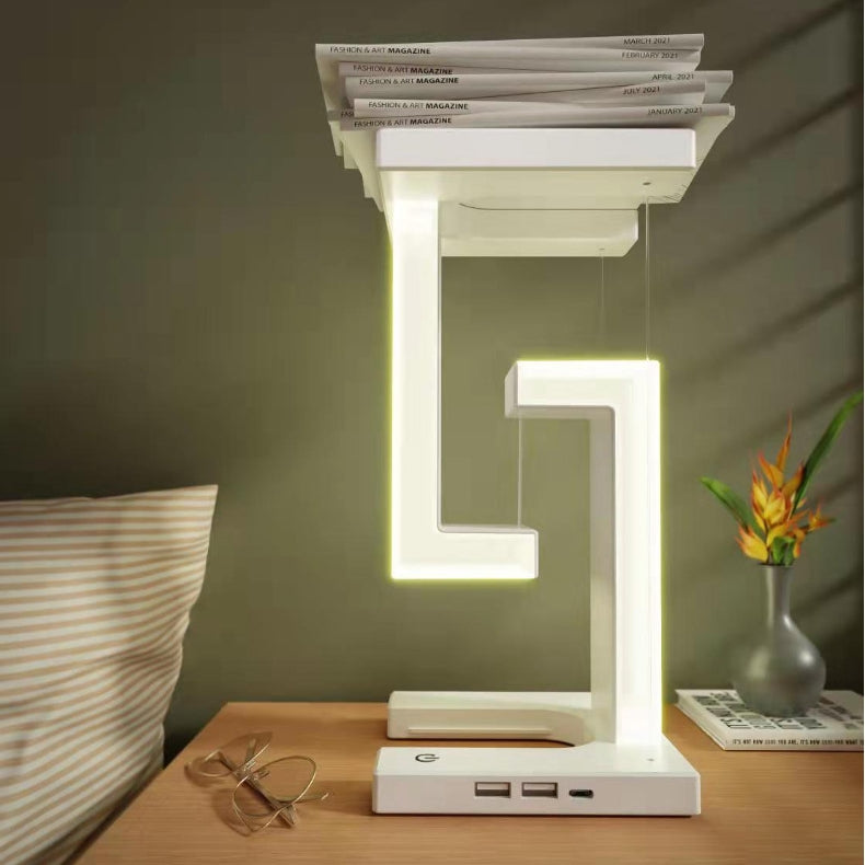 Magnetic Levitating Desk Lamp | Wireless Charging, Touch, Eye-Care, USB | HOORIVA