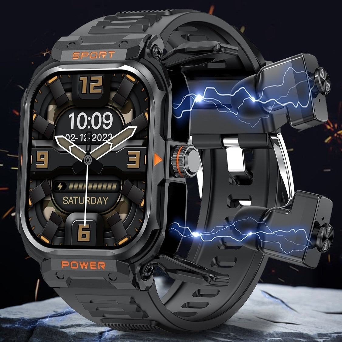 2-in-1 Smart Watch with TWS Bluetooth Earbuds – NFC, Health Monitoring & Calling