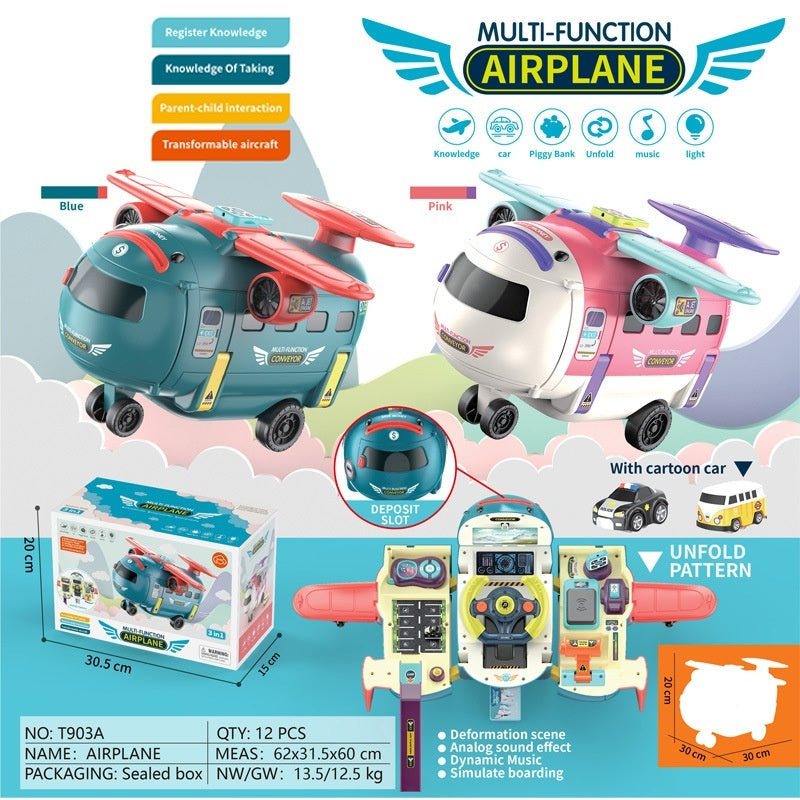 Kids Educational Transformation Toy | Light & Music Coin Bank RC Plane