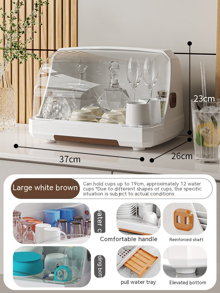 Dustproof Covered Dish & Cup Storage Rack | Kitchen Organiser with Flip Lid – Large & XL