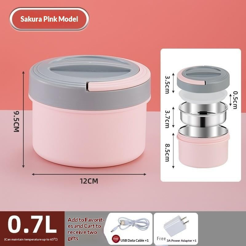 USB Electric Heated Lunch Box – Portable Constant Temperature Bento Box for Car & Travel (0.7L / 1.2L)