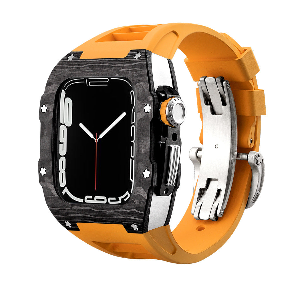 Carbon Fibre Apple Watch Strap | Fluoroelastomer Band with Stainless Steel Clasp | HOORIVA