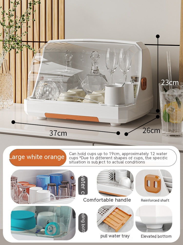 Dustproof Covered Dish & Cup Storage Rack | Kitchen Organiser with Flip Lid – Large & XL
