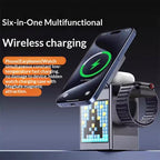 6-in-1 Magnetic Desktop Hub — Bluetooth Speaker, Alarm Clock, 15W Wireless Charger & Phone Stand