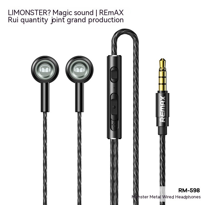 Monster Remax Metal In-Ears Earphone Tws Earbuds Wired Type-C Lightning Round Hole E-Sports Headphones For A Pple H Uawei Xiaomi