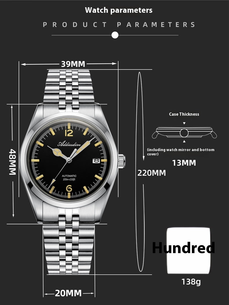 316L Stainless Steel Automatic Mechanical Watch – Business Style | Hooriva