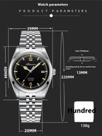 316L Stainless Steel Automatic Mechanical Watch – Business Style | Hooriva