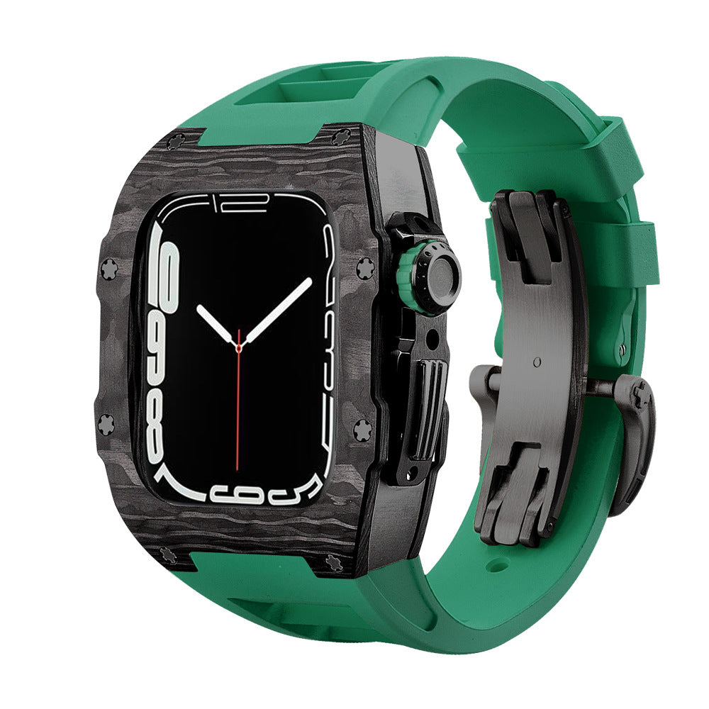 Carbon Fibre Apple Watch Strap | Fluoroelastomer Band with Stainless Steel Clasp | HOORIVA
