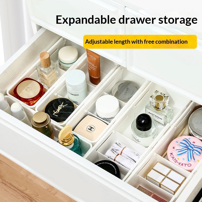 Expandable Drawer Organiser with Adjustable Dividers – Retractable Storage Box for Kitchen, Wardrobe & Office (Narrow / Wide)