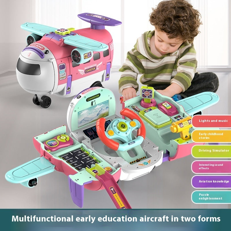 Kids Educational Transformation Toy | Light & Music Coin Bank RC Plane