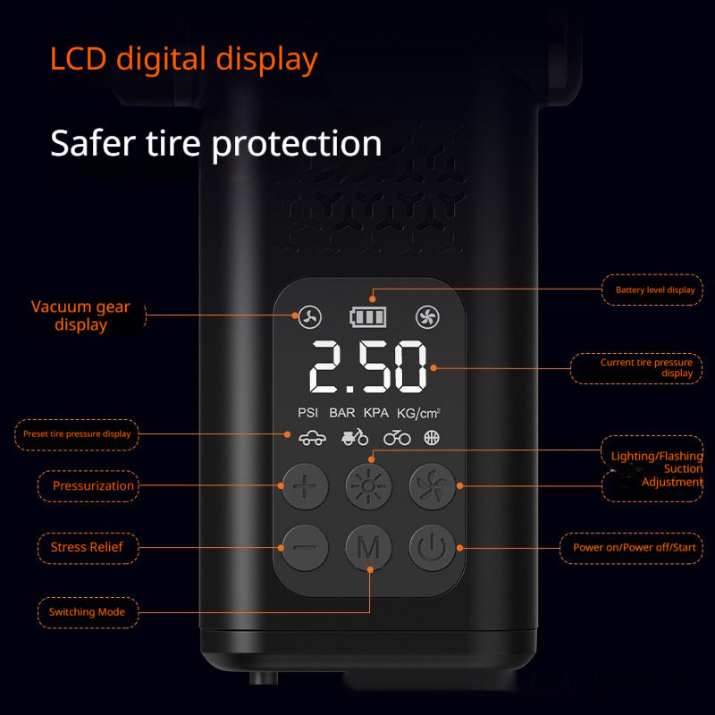 2-in-1 Lighting Charging Car Vacuum Cleaner And Air Pump
